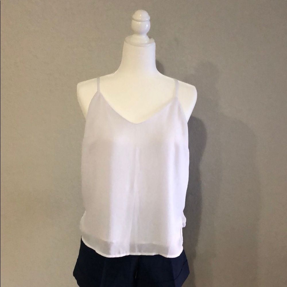 White chiffon double lines tank